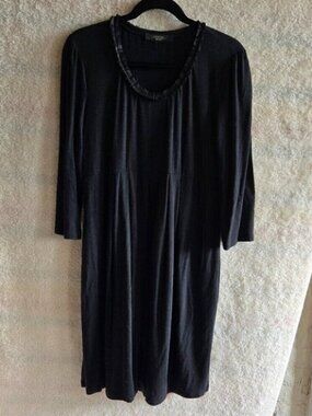 MaxMara Weekend Casual Charcoal Long Sleeve Dress w Ruffle Collar